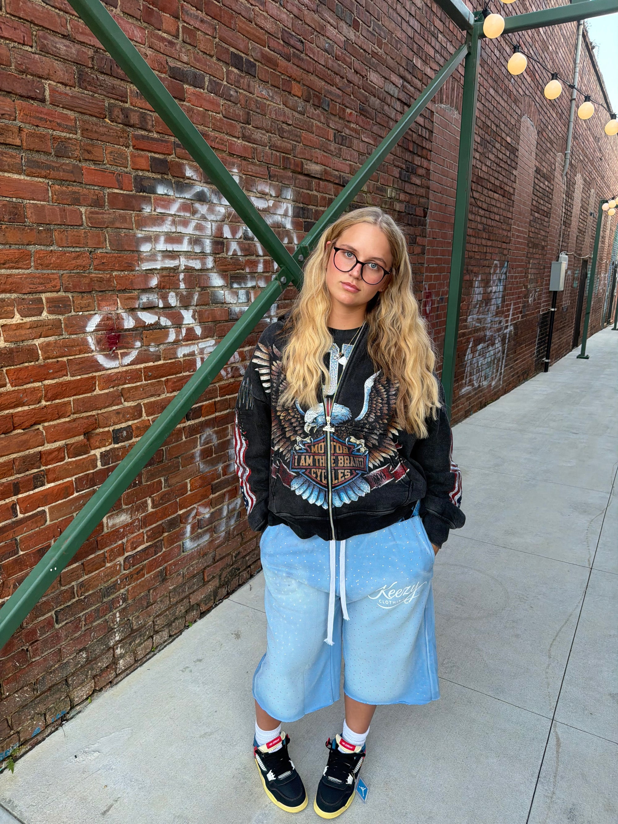 UNC RHINESTONE SHORTS